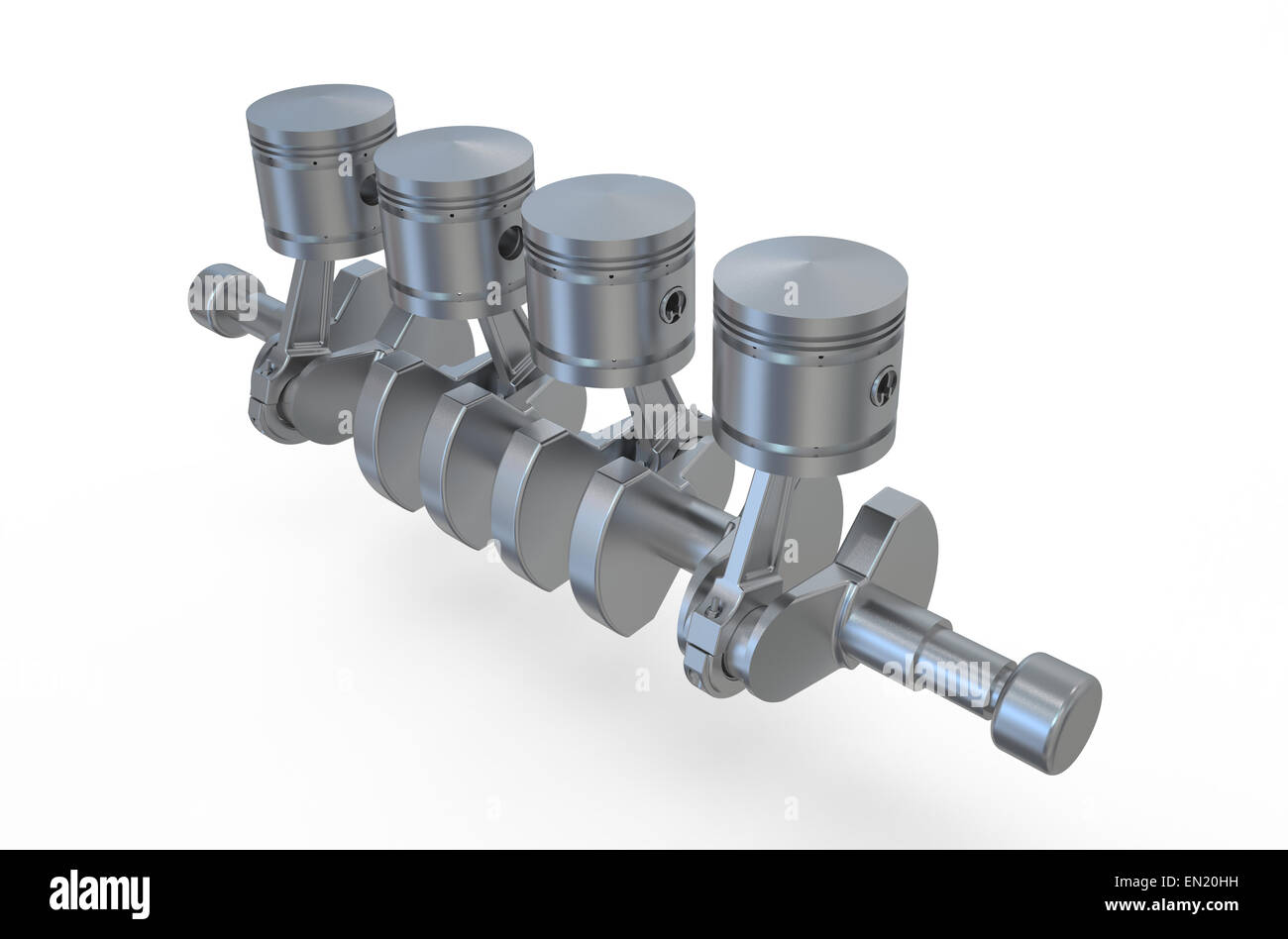 Kolben und Kurbelwelle. Vierzylinder-Motor. 3D Stockfotografie - Alamy