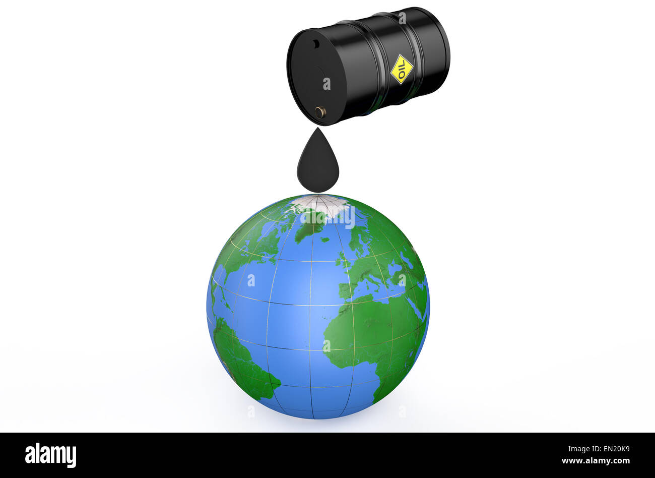 Öl verseucht die Erde Konzept isoliert auf weißem Hintergrund Stockfoto