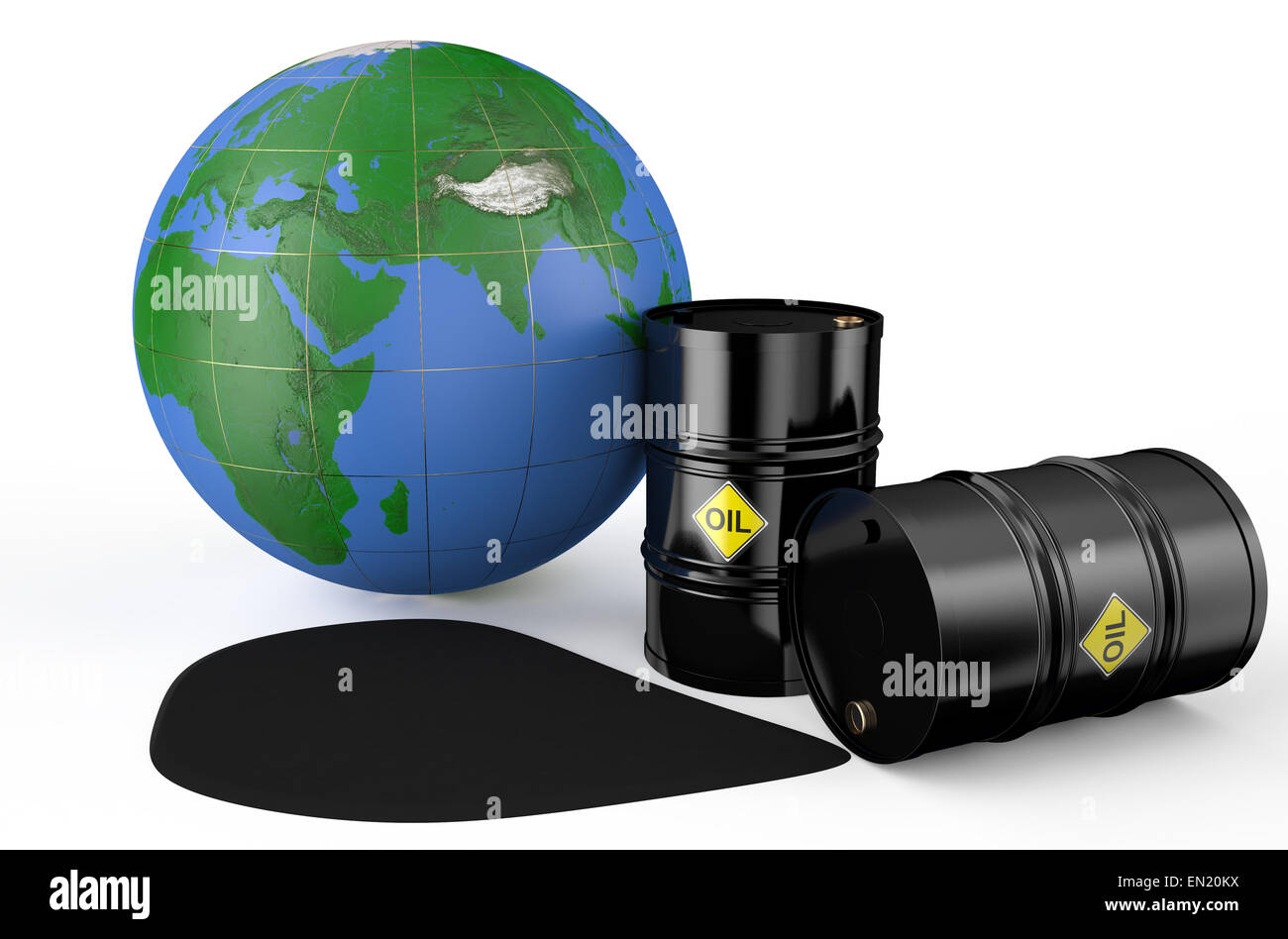 Öl verseucht die Erde Konzept isoliert auf weißem Hintergrund Stockfoto