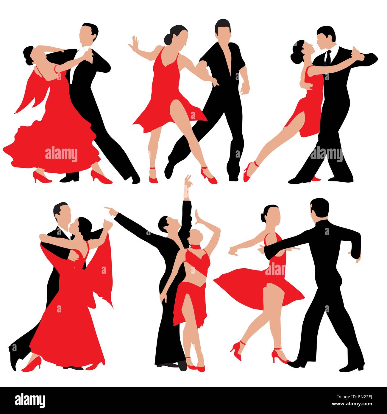 Satz von tanzen Menschen Silhouetten. Vektor-illustration Stock Vektor
