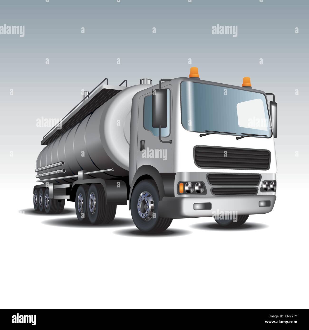 Tankwagen und Treibstofftanks. Vektor-illustration Stock Vektor