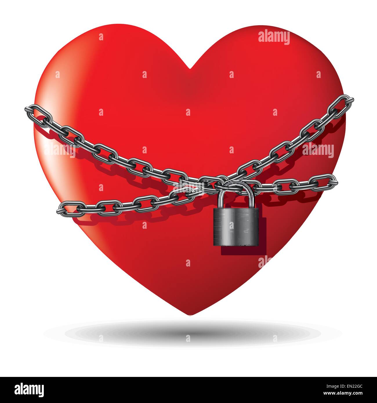 Rotes Herz mit Kette gesperrt. Vektor-Illustration EPS 10 Stock Vektor