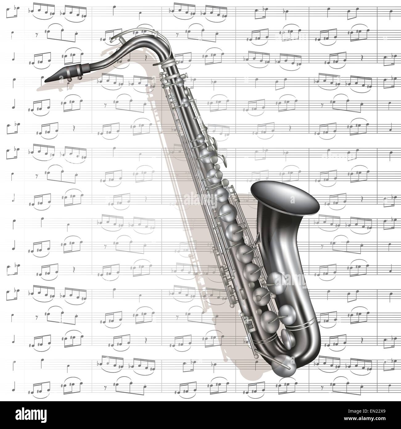 Retro-Sax isoliert auf Hintergrundmusik. Vektor-illustration Stock Vektor