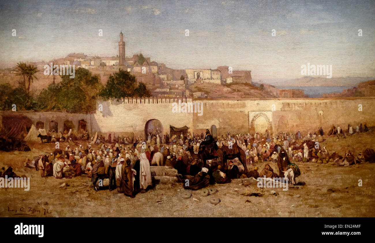 Markttag außerhalb der Mauern von Tanger, Marokko, ca. 1879 Louis Comfort Tiffany Stockfoto
