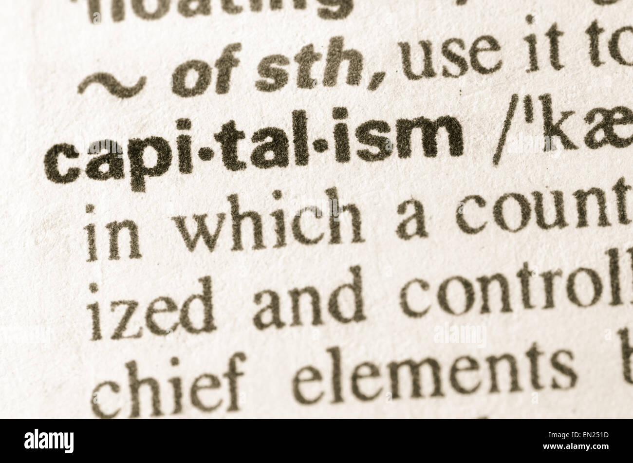 Definition des Wortes Kapitalismus im Wörterbuch Stockfoto