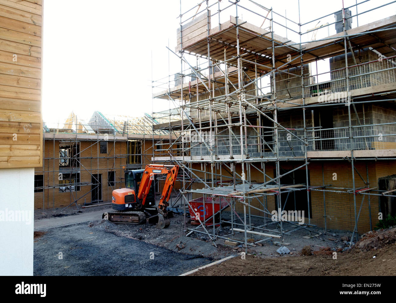 Neue Wohnungen gebaut neben Bahnhof Taunton, Somerset, England Stockfoto