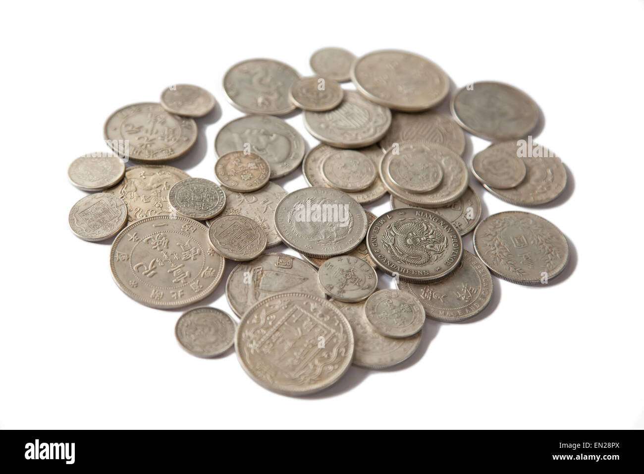 Riesiger Haufen der China Münzen Stockfoto