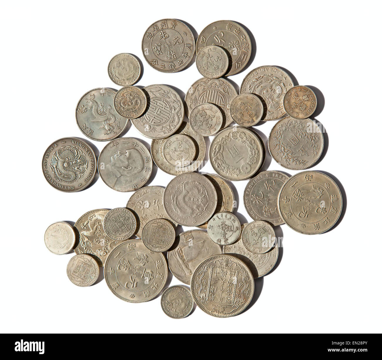 Riesiger Haufen der China Münzen Stockfoto