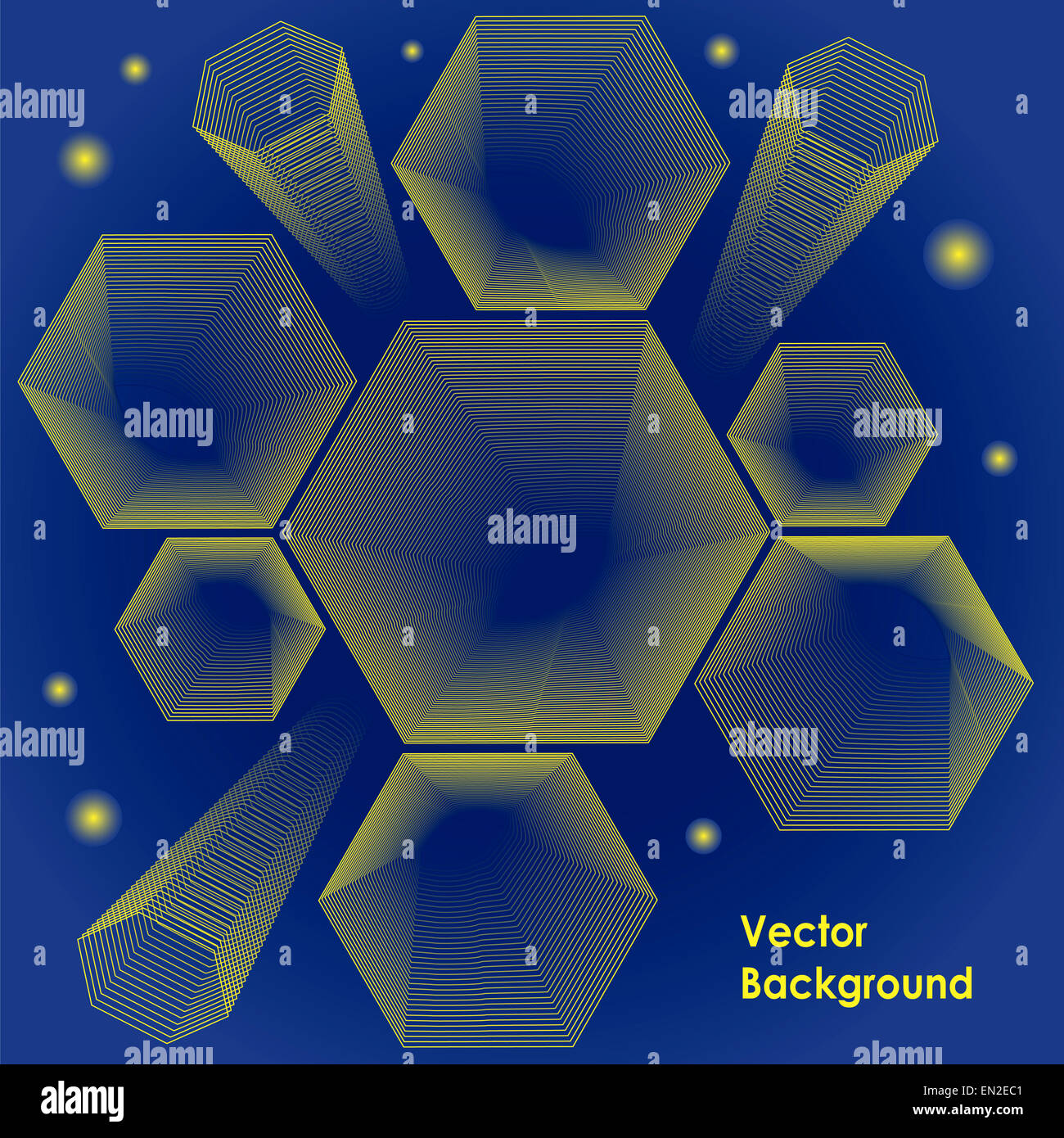 Sechseck-Design-Vektor-Hintergrund mit parallelen Linien Stockfoto