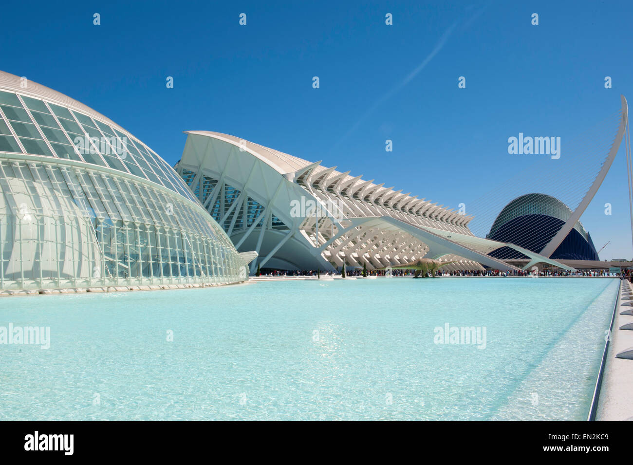 Wissenschaftsmuseum Prinz Philip die Stadt der Künste und Wissenschaften von Valencia Turia Garten entworfen, Santiago Calatrava Félix Candela Stockfoto
