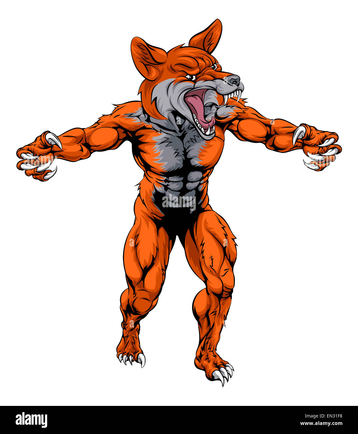 Ein Beispiel für einen Fuchs Tiere Sport Maskottchen Cartoon Charakter Stockfoto