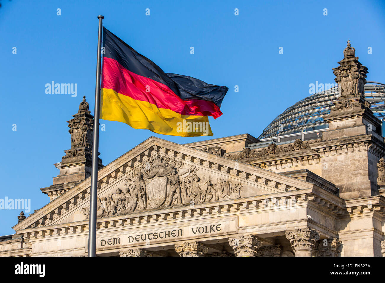 Der Reichstag, deutsche Parlamentsgebäude, "Deutscher Bundestag", Stockfoto