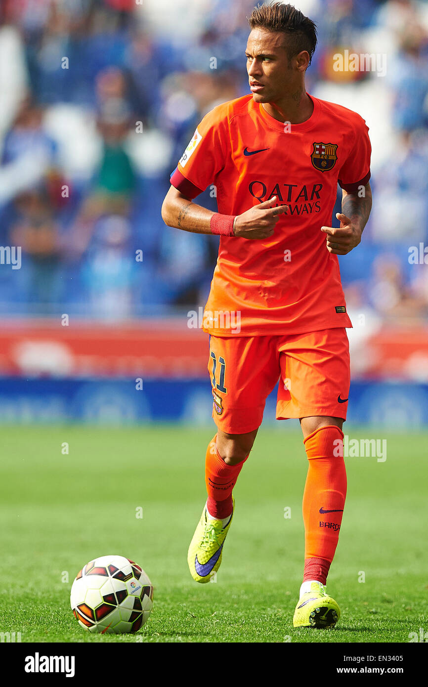 Neymar da Silva Junior (FC Barcelona), während La Liga Fußballspiel zwischen RCD Espanyol Barcelona und dem FC Barcelona im Power8-Stadion in Barcelona, Spanien, Samstag, 25. April 2015 Foto: S.Lau Stockfoto