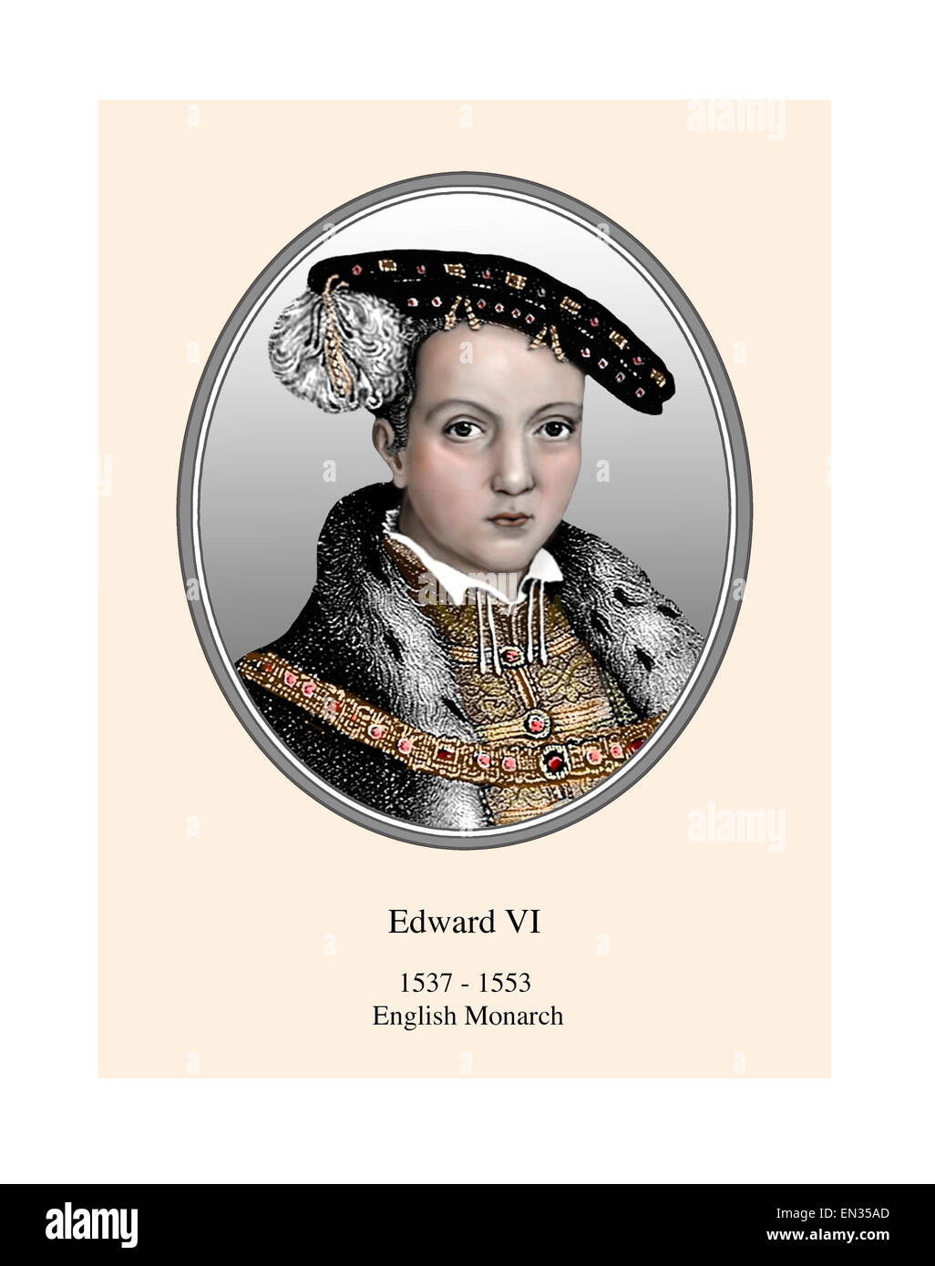 Edward VI englischen Monarchen Porträt moderner Illustration Stockfoto