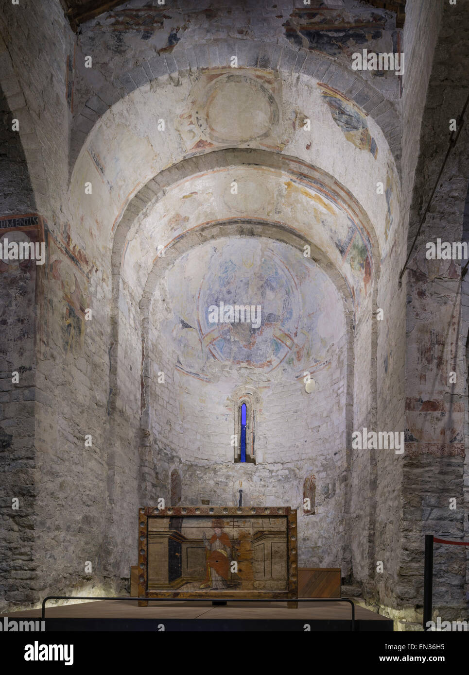 Romanische Kirche von Sant Climent de Taüll, Unesco World Heritage Site, Vall de Boí, Taüll, Katalonien, Spanien Stockfoto