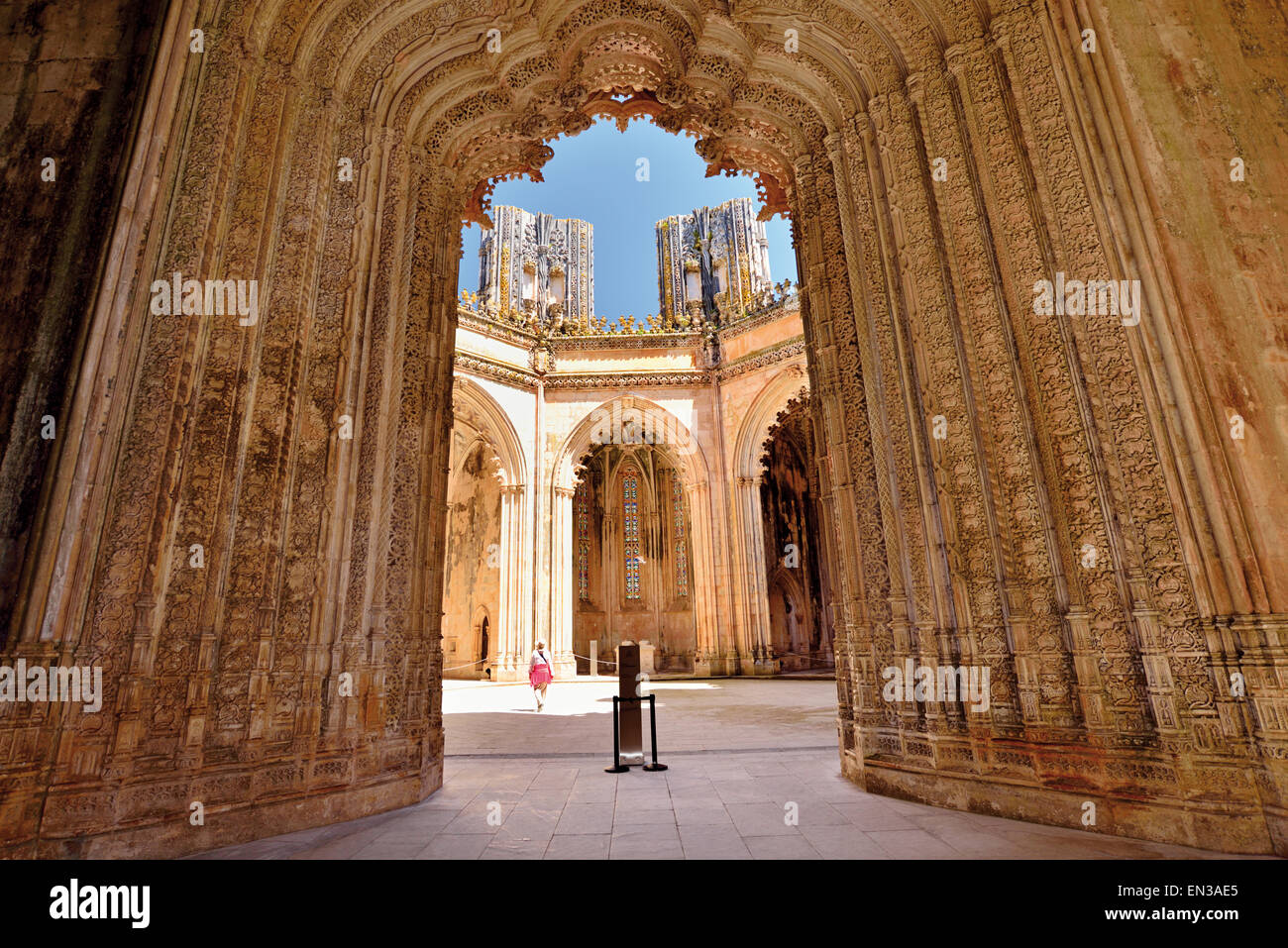 Portugal, Leiria: Unvollendete Kapellen des Klosters Santa Maria da Vitoria in Batalha Stockfoto