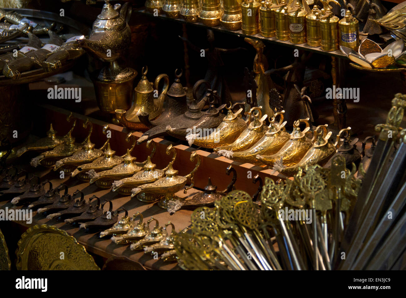 Türkei, Grand Baazar, Nahaufnahme von Öllampen Stockfoto