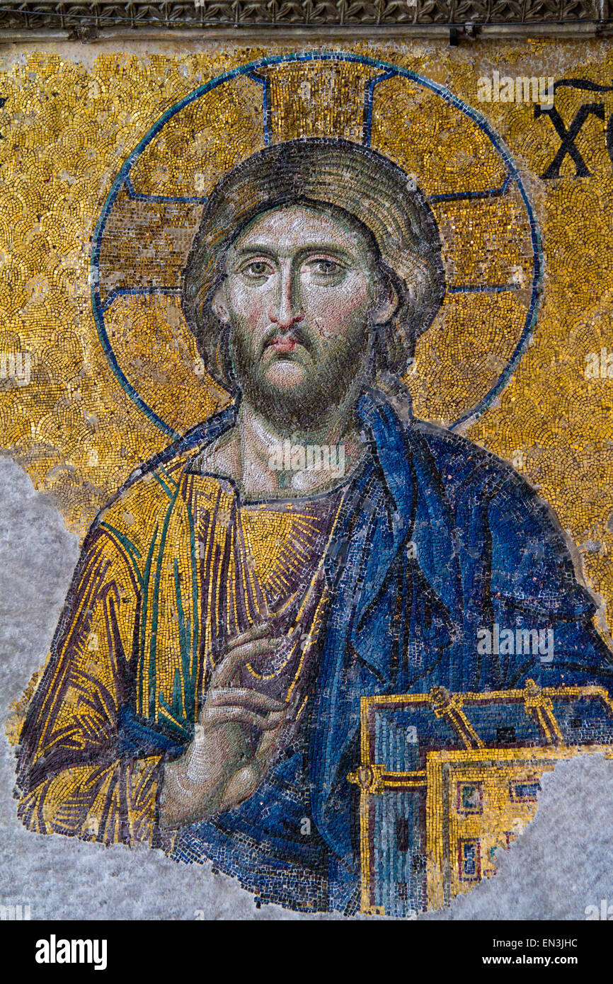 Türkei, Hagia Sophia Mosque, Nahaufnahme von Mosaik Darstellung Jesu Christi Stockfoto