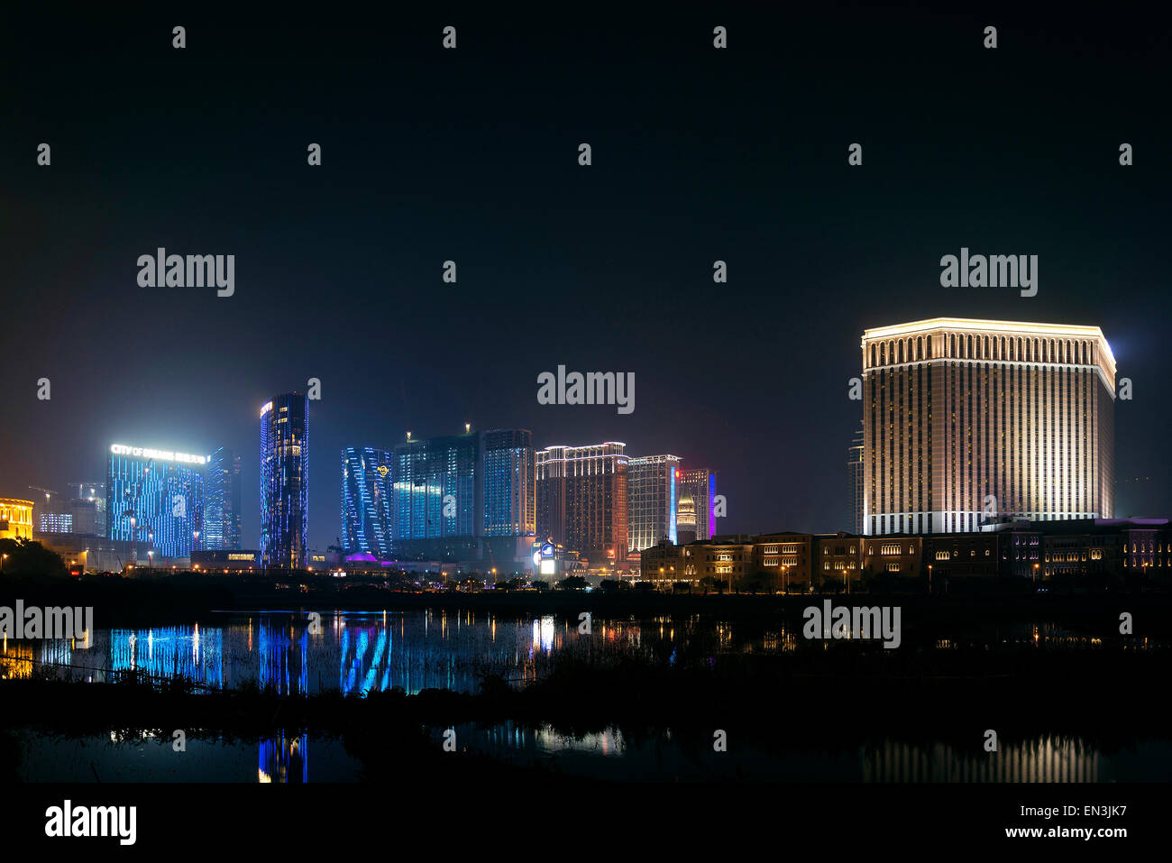 Cotai strip Casino Hotel Resort Bereich Skyline von Macao Macau China Stockfoto
