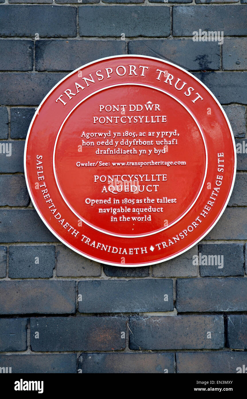 Pontcysyllte Aquädukt plaque Stockfoto