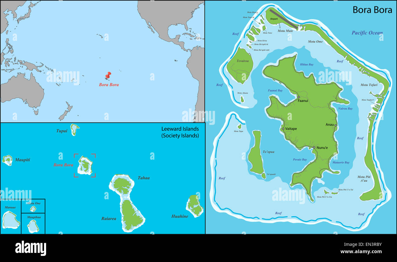Bora Bora Karte Stockfotografie Alamy