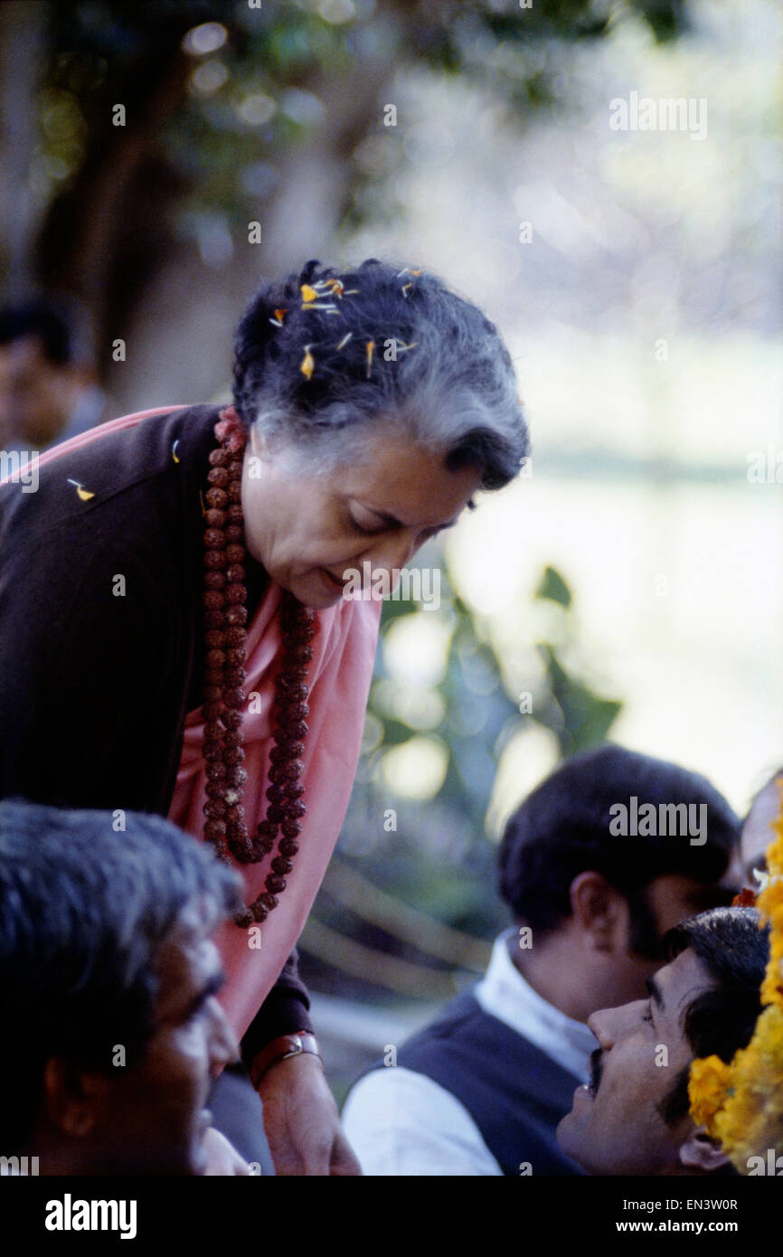 Indira Gandhi war die einzige Tochter von Jawar Lal Nehru, erste Frau Premierminister von Indien. Zwei Begriffe PM von Indien Stockfoto