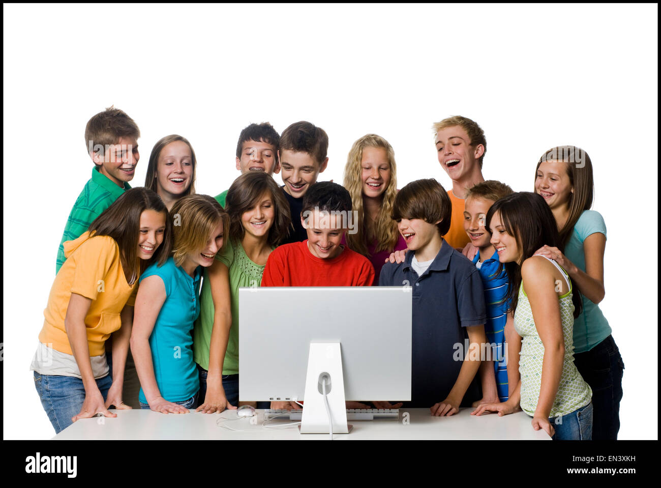 Jugendliche mit computer Stockfoto