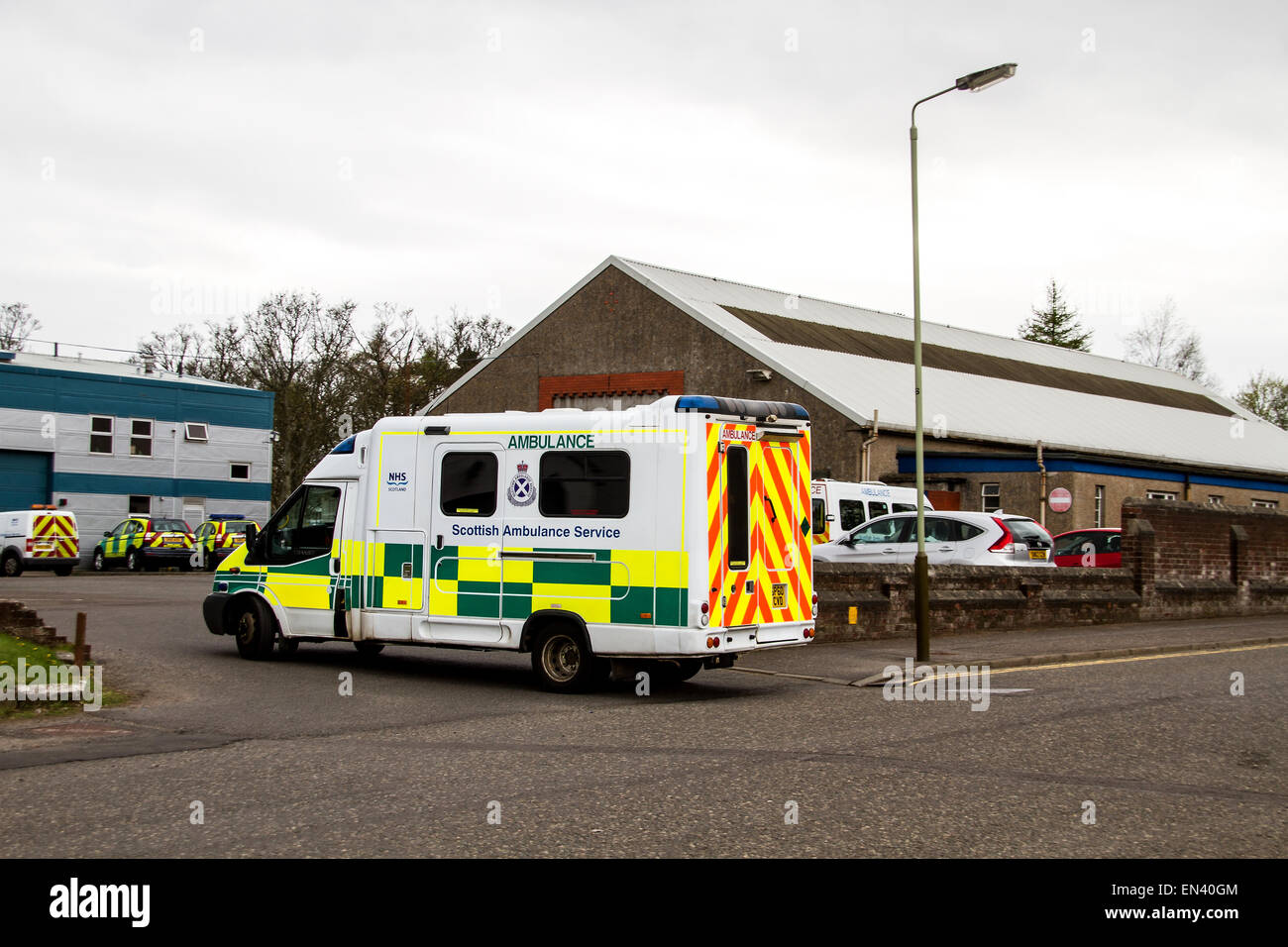 Die NHS schottischer Krankenwagen-Service Osten Zentraldepot befindet sich am 76 West School Road in Dundee, Großbritannien Stockfoto