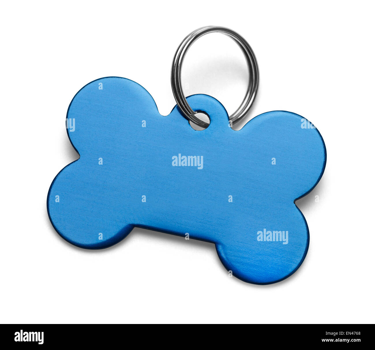 Leere Metall Knochen Hundemarke mit Ring, Isolated on White Background. Stockfoto