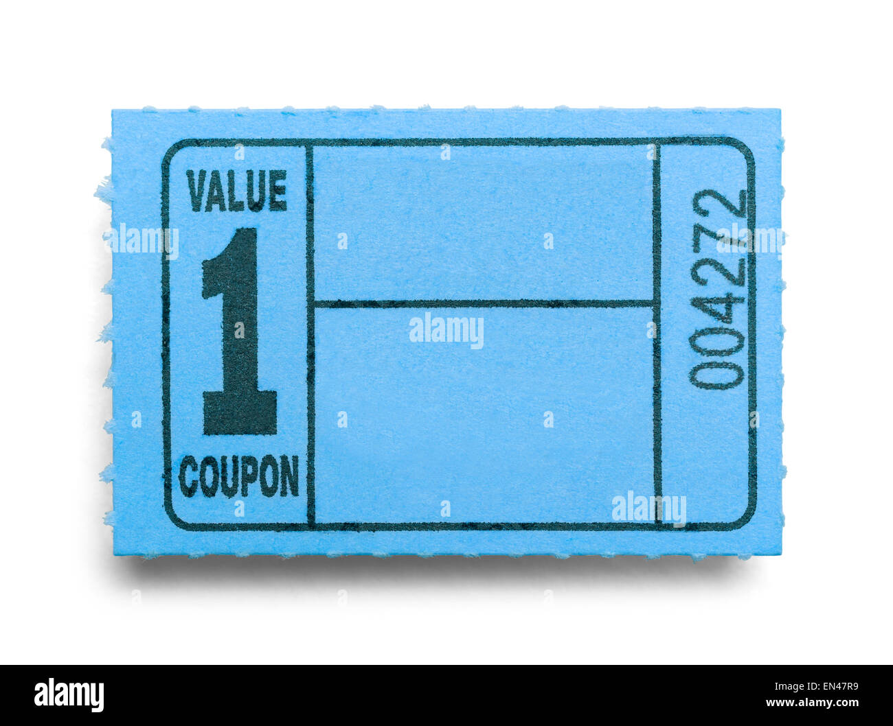 Kleine blaue Gutschein Ticket isoliert auf einem weißen Hintergrund. Stockfoto
