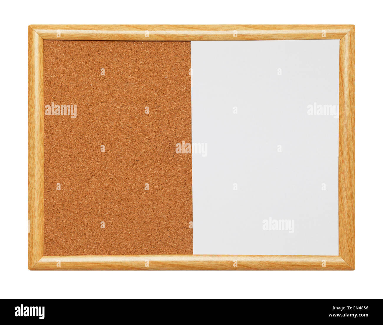 Leere gerahmt trocken abwischbaren Holz Pinnwand isoliert auf einem weißen Hintergrund. Stockfoto