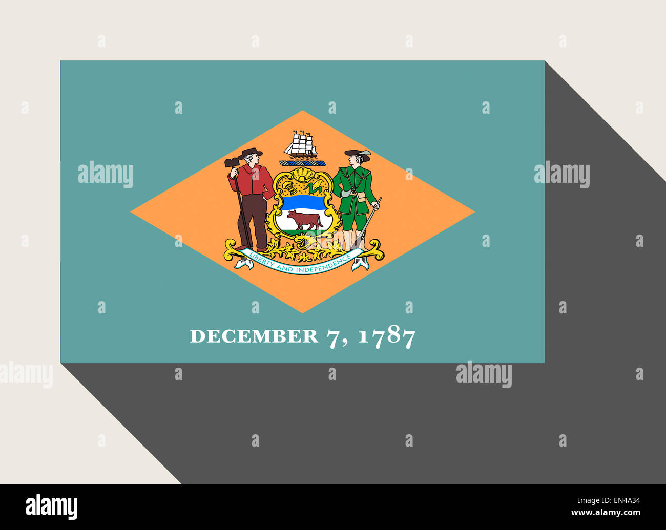 Amerikanischen Bundesstaat Delaware Flagge in flachen Web-Design-Stil. Stockfoto