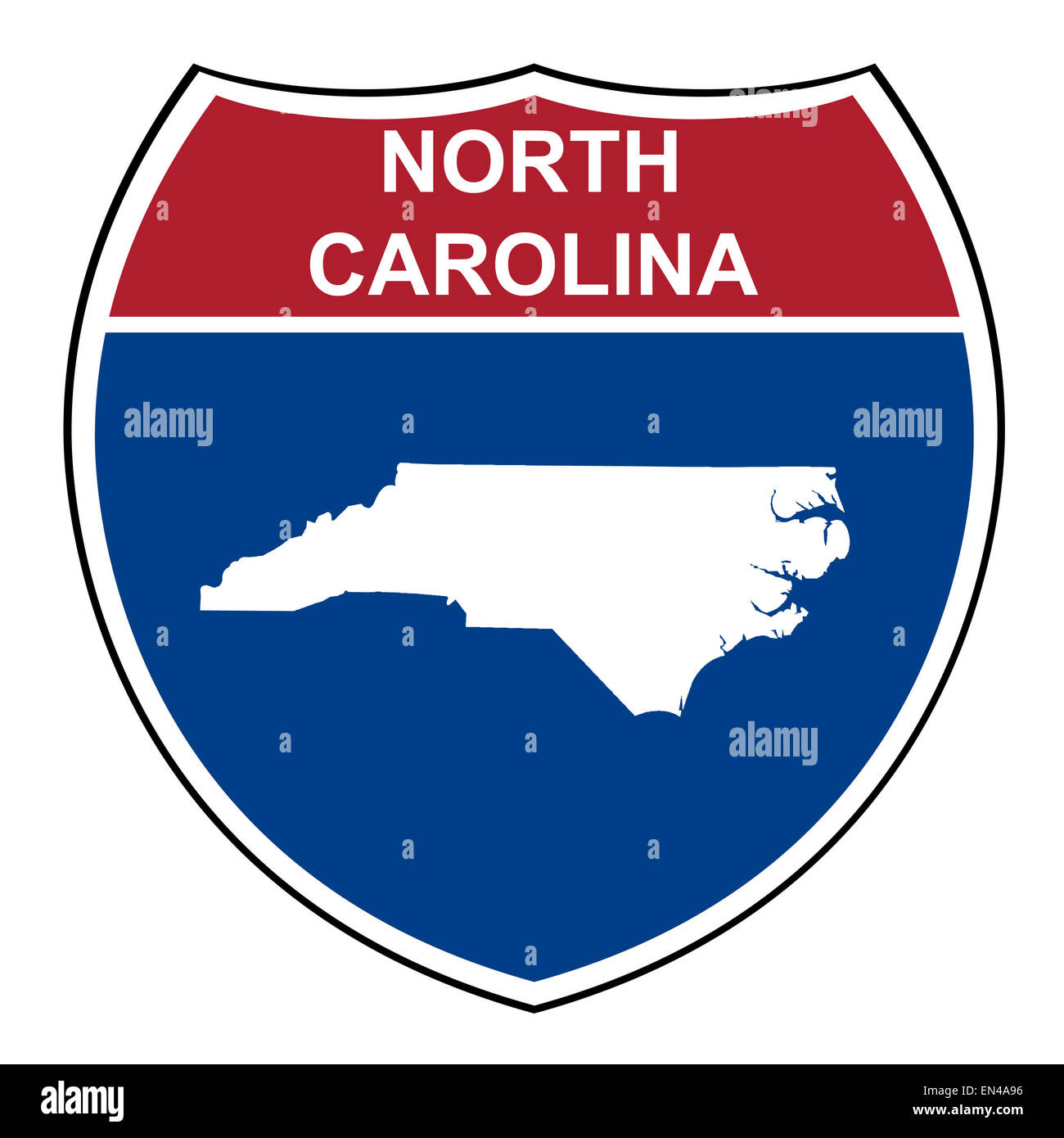North Carolina interstate-Highway Straße Schild isoliert auf einem weißen Hintergrund. Stockfoto