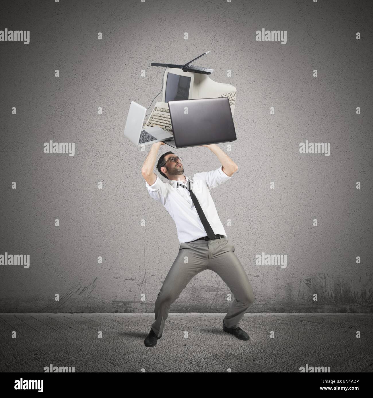 Arbeiten müde Geschäftsmann Stockfoto