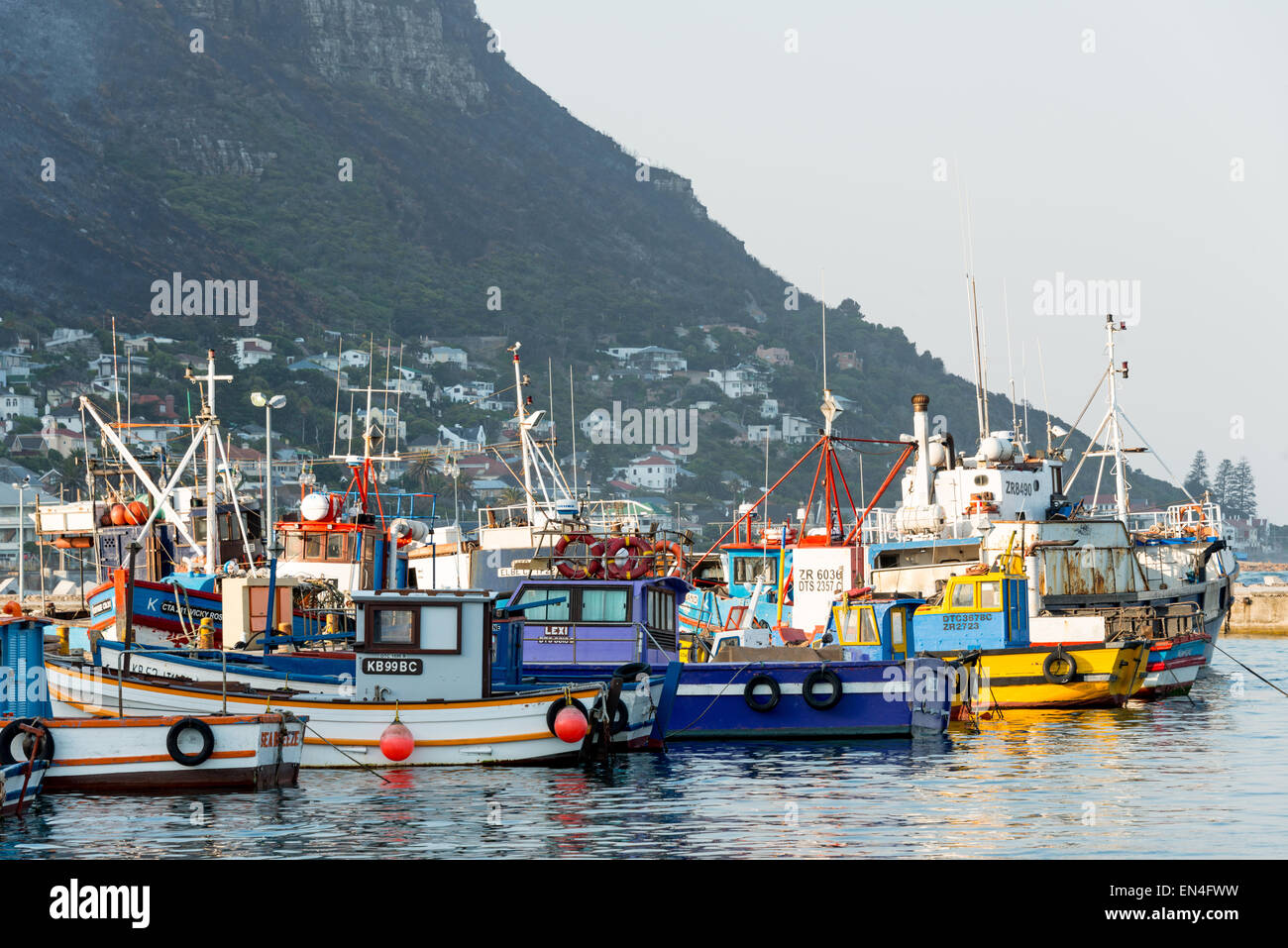 Angelboote/Fischerboote im Hafen, Simons Town (Simonstad), Kap-Halbinsel, Provinz Westkap, Südafrika Stockfoto