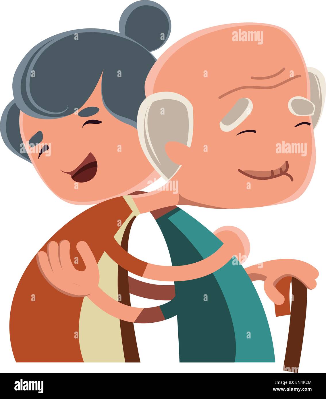 Altes Ehepaar umarmt VektorIllustration cartoon Charakter Stock