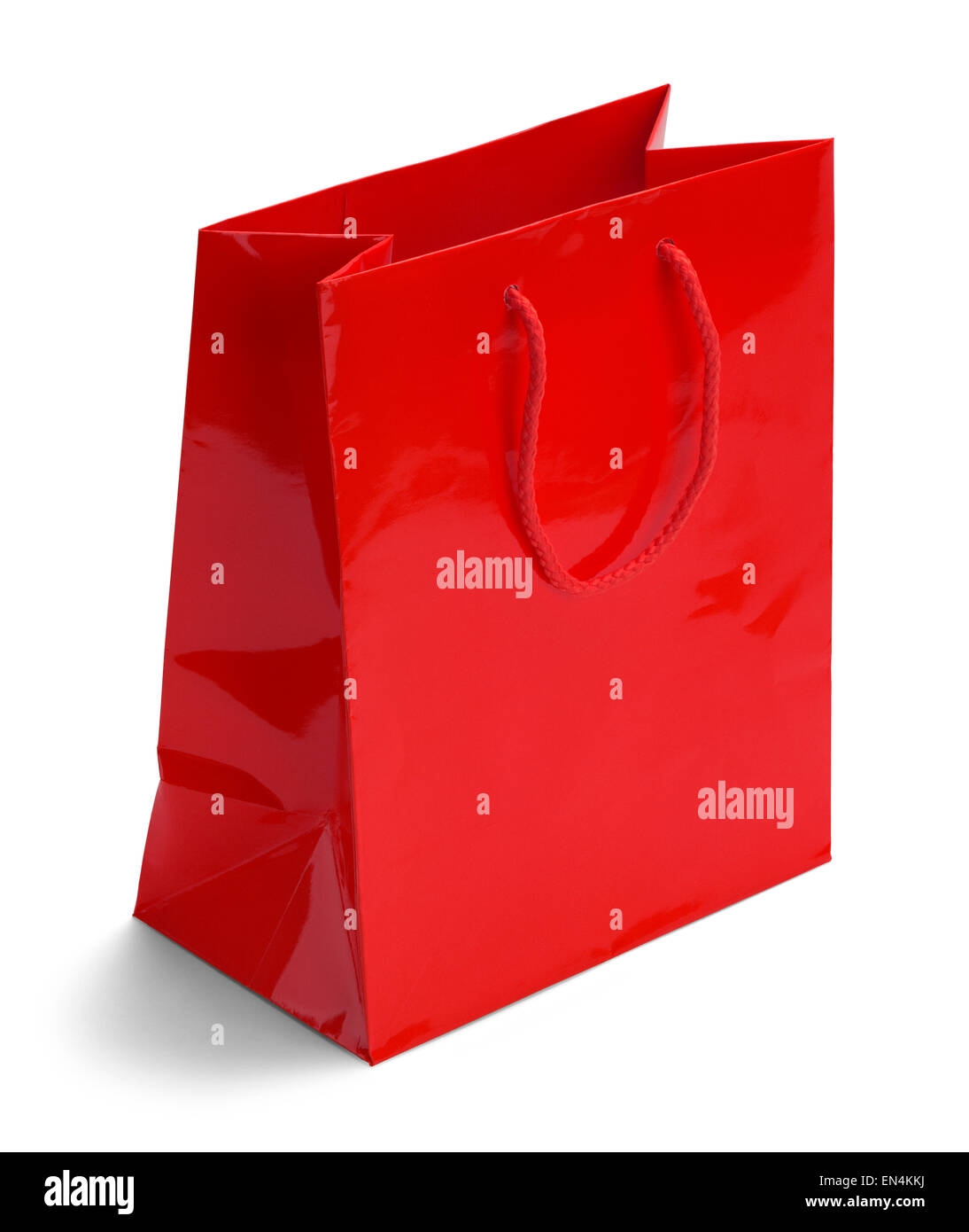 Glänzend rote Einzelhandel Warenkorb isoliert auf einem weißen Hintergrund. Stockfoto
