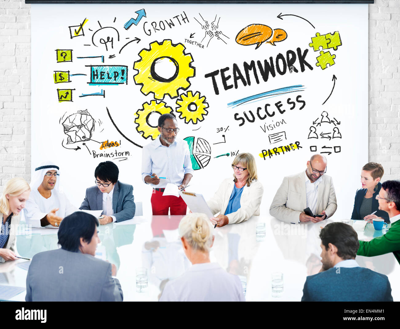Teamarbeit-Team zusammen Zusammenarbeit Menschen treffen Geschäftskonzept Stockfoto