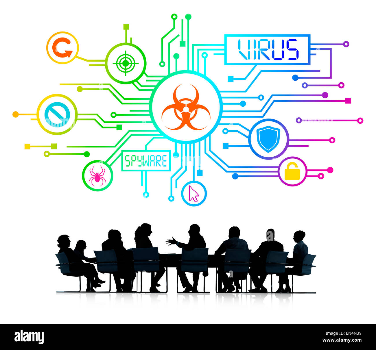 Geschäftsleute und Virus-Konzepte Stockfoto