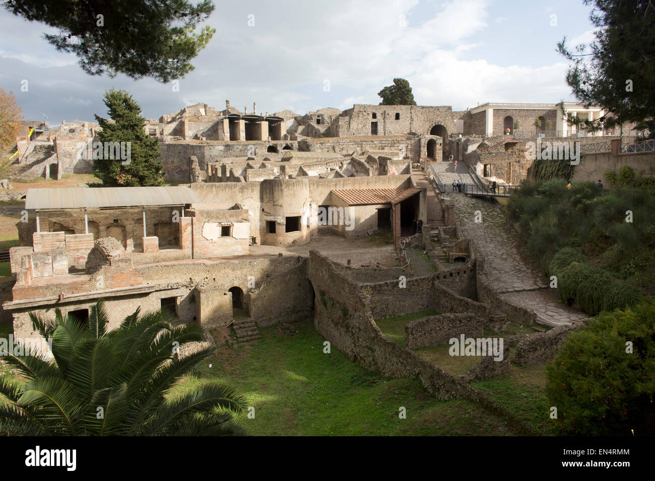 Vor fast 2.000 Jahren wurde die Stadt Pompeji von einem Ausbruch des Vesuv zerstört. 20.000 Einwohner von Pompeji und Herculaneum 4.000 Bürger starben. Stockfoto
