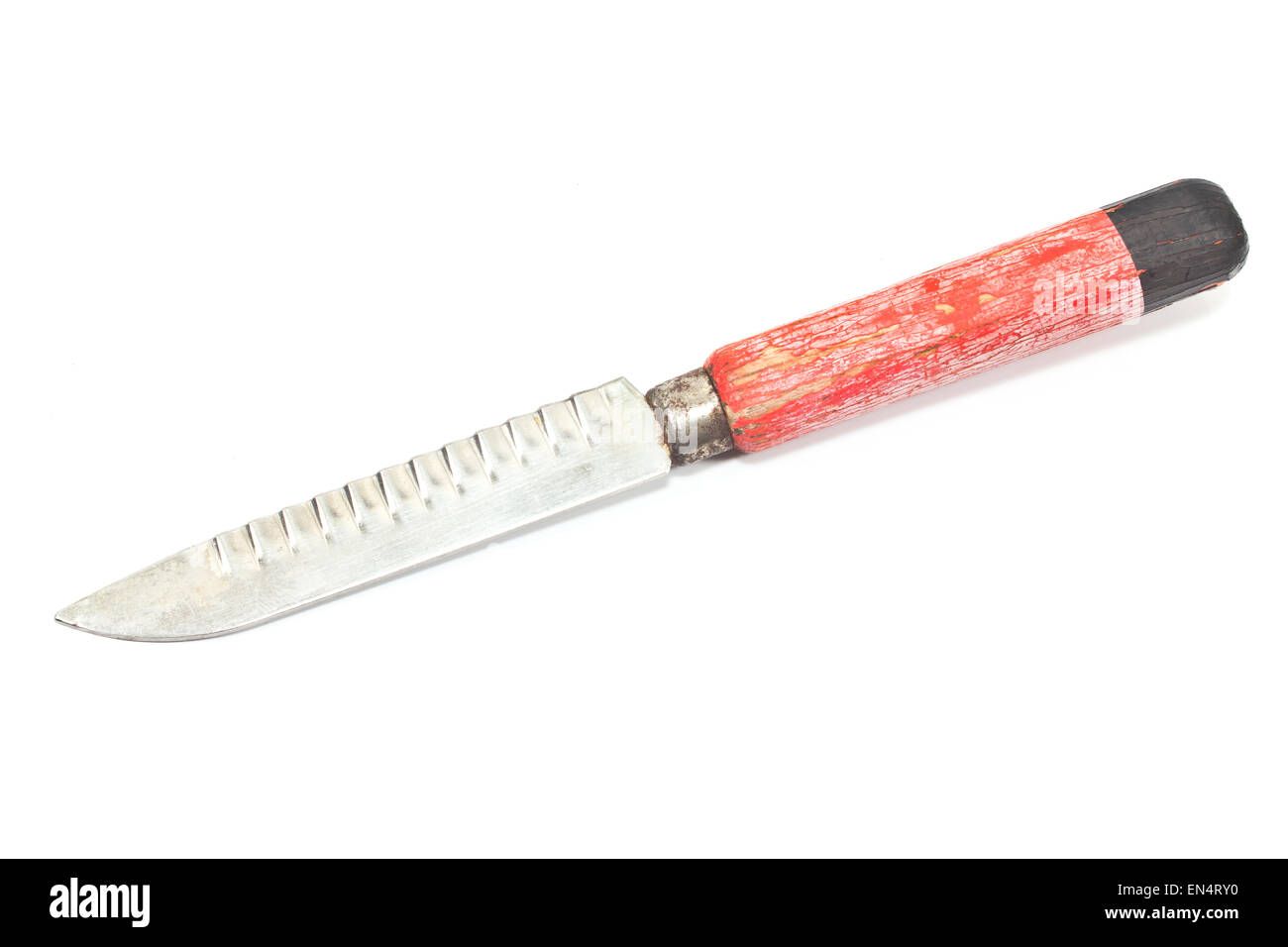 Alten rostigen Küchenmesser isoliert auf weiss Stockfoto