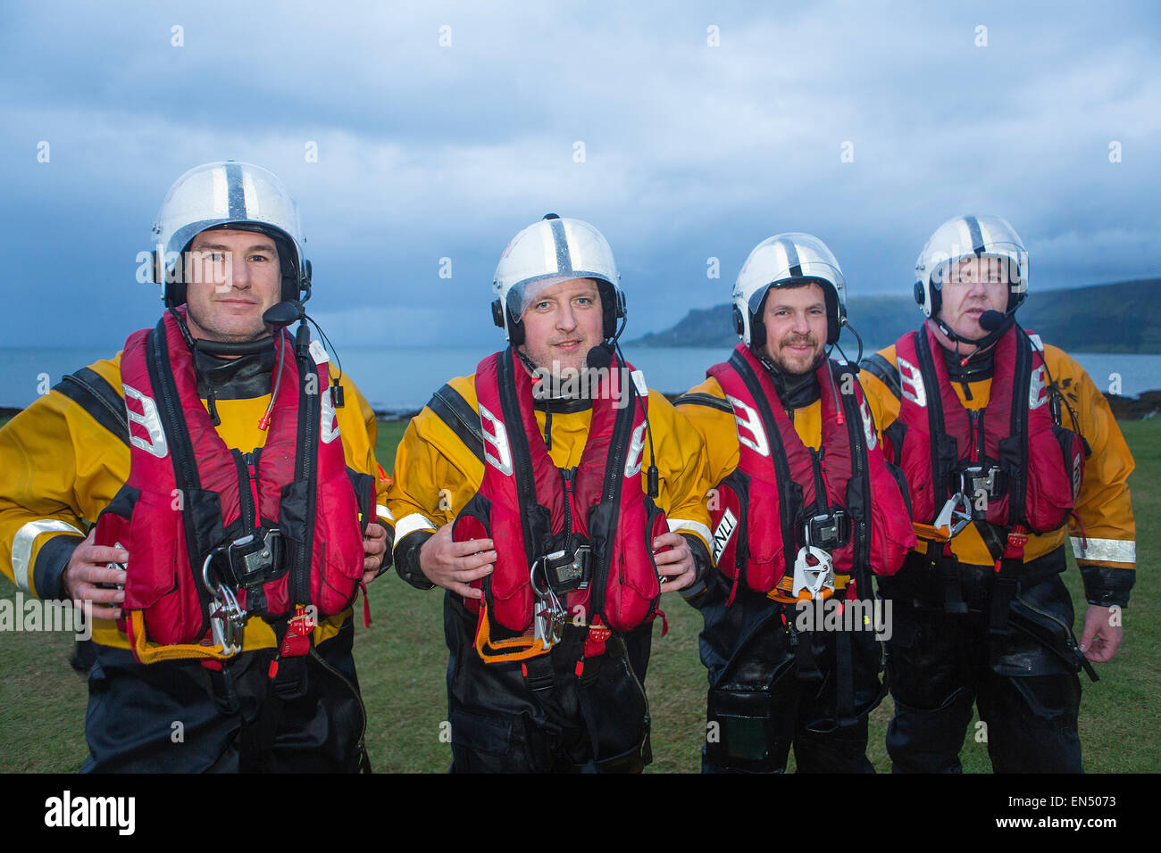 Rote Bucht Rettungsboot Freiwilligen (RNLI) in Nordirland Stockfoto