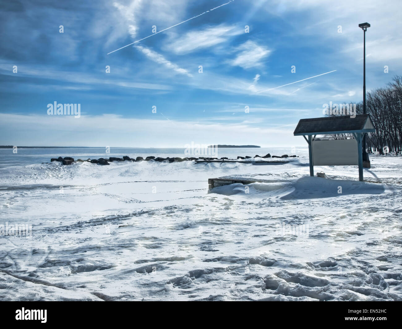 Oneida Shores County Park in der Nähe von Brewerton, New York im winter Stockfoto