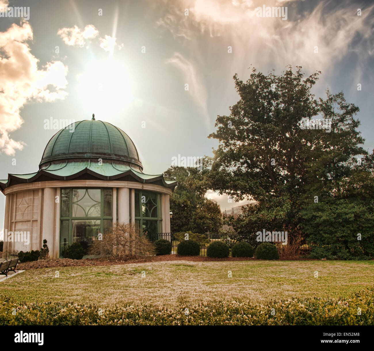 Grundstück in der Nähe von dem Smithsonian Museum Burg, Washington DC, in den frühen Morgenstunden Stockfoto