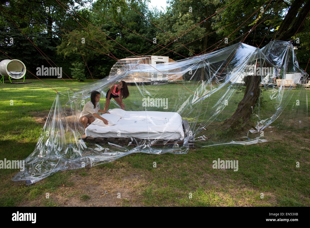 Alternative Künstler camping in Amsterdam Stockfoto