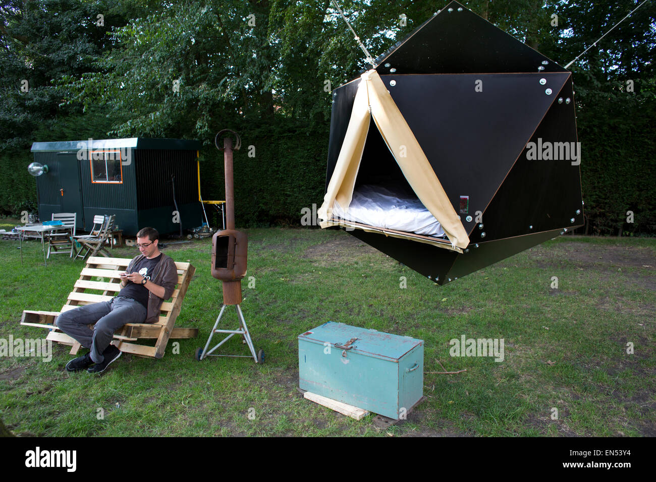 Alternative Künstler camping in Amsterdam Stockfoto