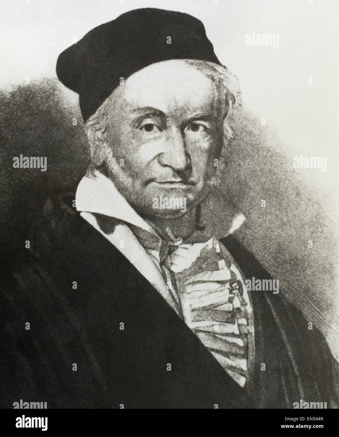 Carl Friedrich Gauß (1777-1855). Deutscher Mathematiker. Gravur. des 19. Jahrhunderts. Stockfoto