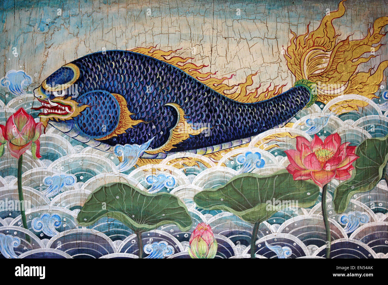 Mythischer Fisch aus der thailändischen Himmavanta Stockfoto