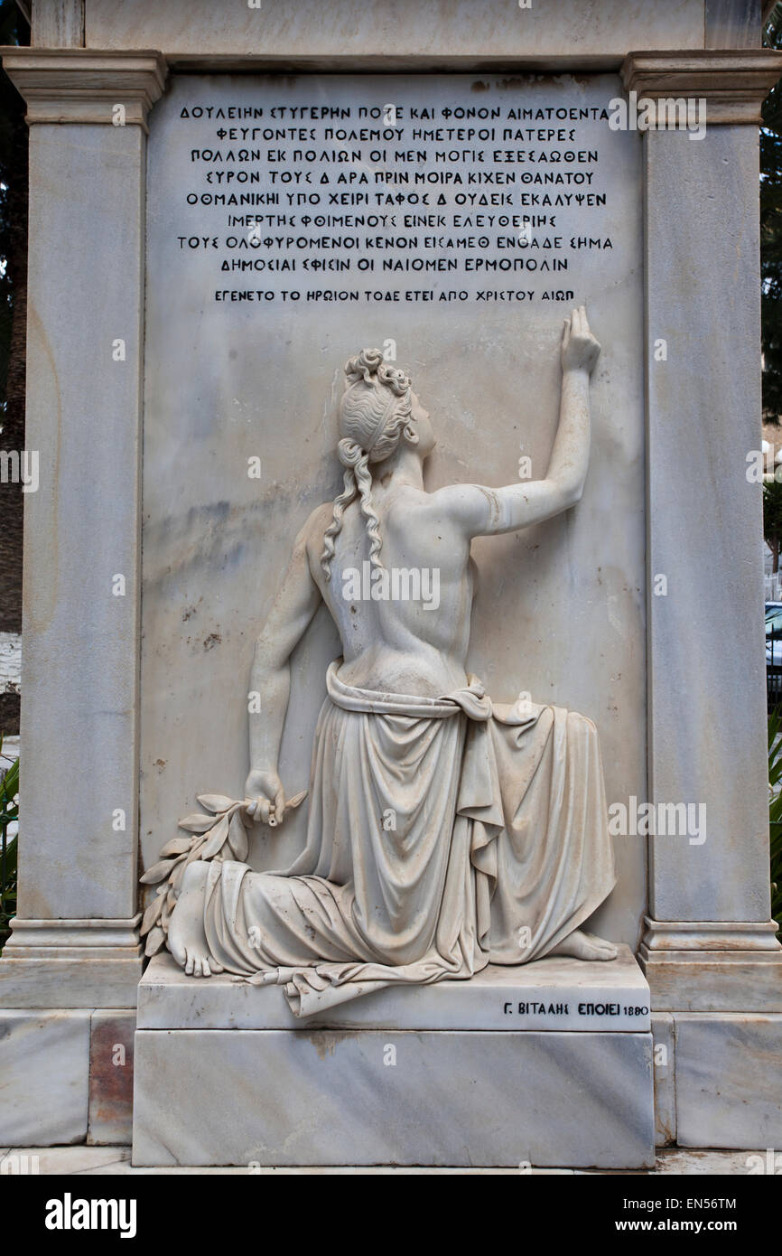 Statue in der Kathedrale des Heiligen Nikolaus, Ermoupolis, Syros. Griechische Inseln Stockfoto
