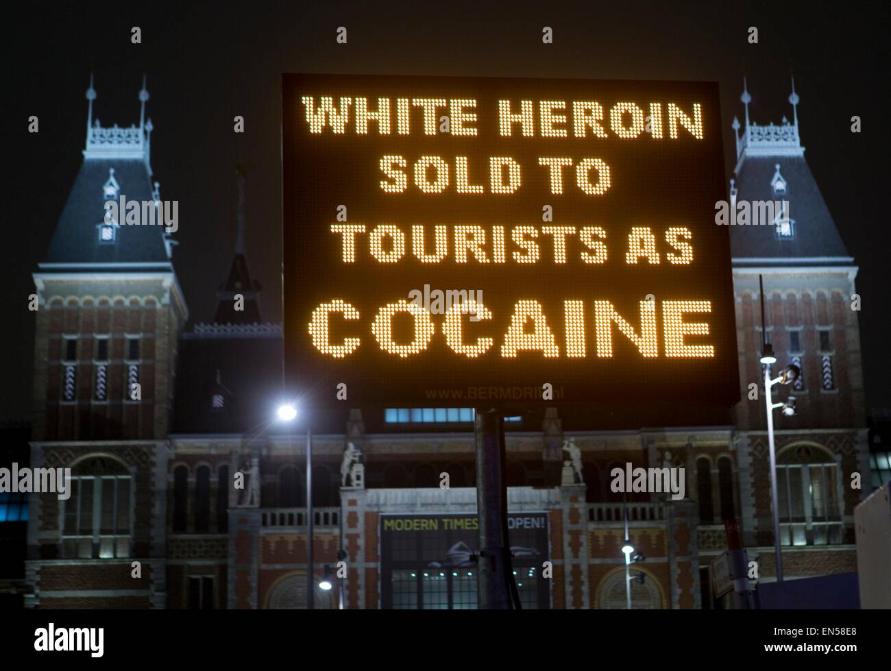 harte Drogen Warnung an Touristen in Amsterdam Stockfoto